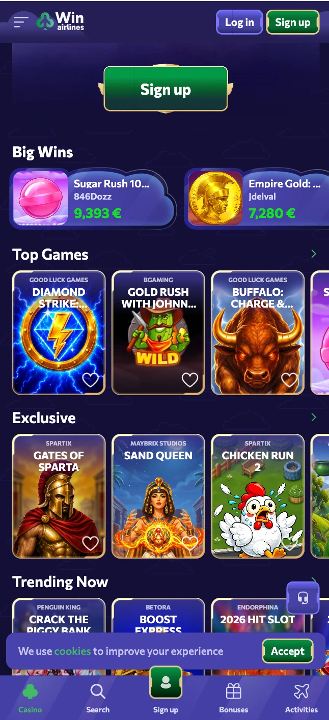 La app de WinAirlines casino